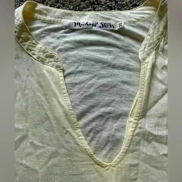 Michael Stars Lightweight Long Sleeve Keyhole Neck Cotton Blend T Shirt One Size - Picture 2 of 4